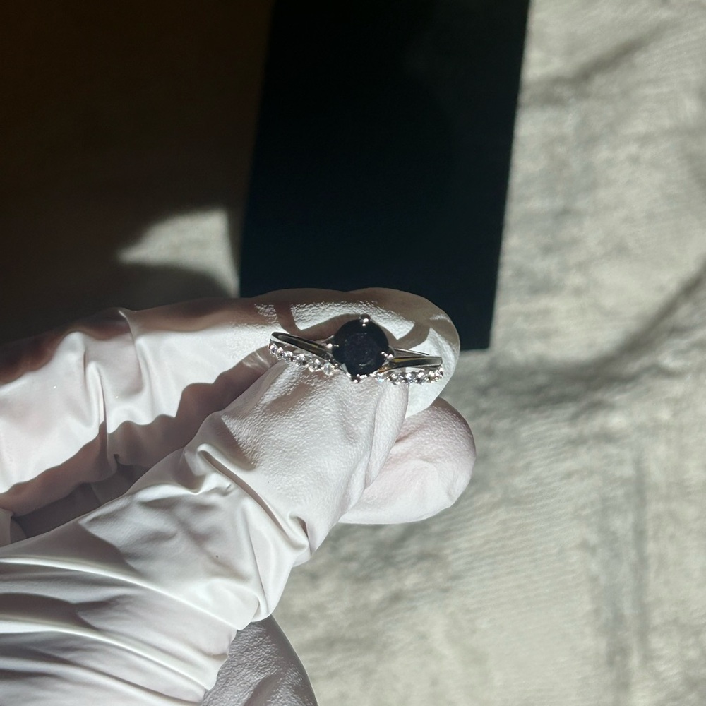 Black 1 carat moissanite adjustable ring size 6-12